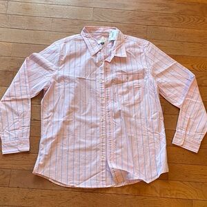 NWT American Eagle Outfitters Men's Pink and Blue Striped Shirt